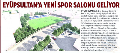 Eyüpsultan'a yeni spor salonu geliyor