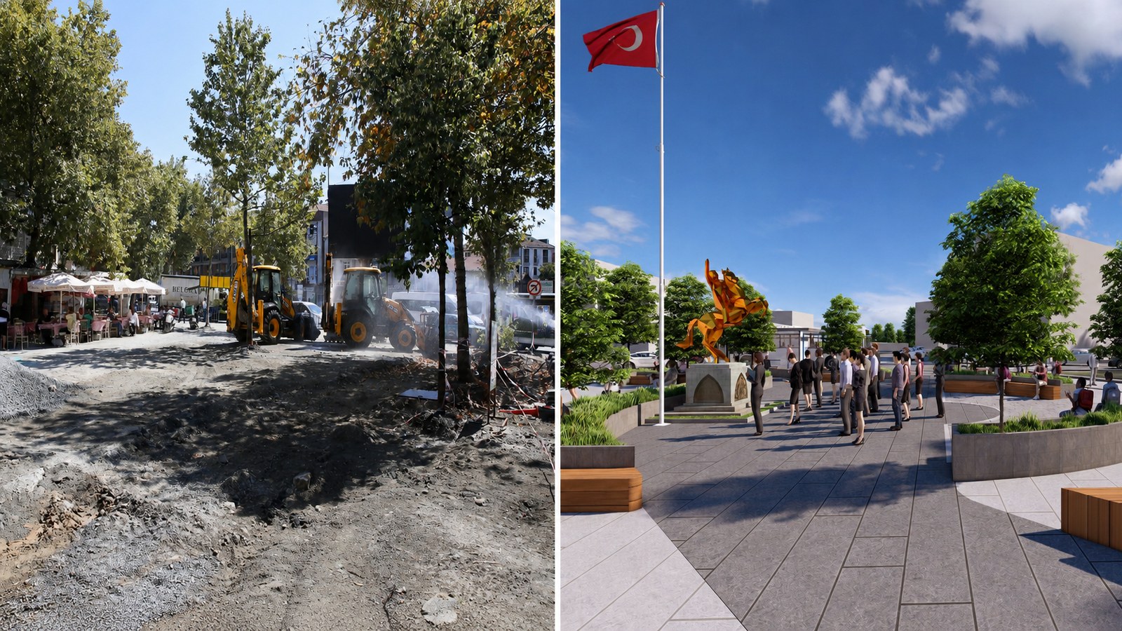 Kemerburgaz Meydanı'nda yenileme çalışmaları devam ediyor Kemerburgaz Meydanı'nda yenileme çalışmaları devam ediyor